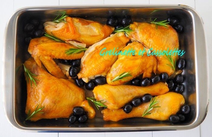 Poulet au vin blanc et aux olives : Recette de Poulet au vin blanc et aux  olives