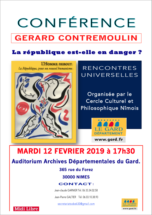 Annonce et présentation-dédicace de mon livre L'Homme debout, la République pour un nouvel humanisme