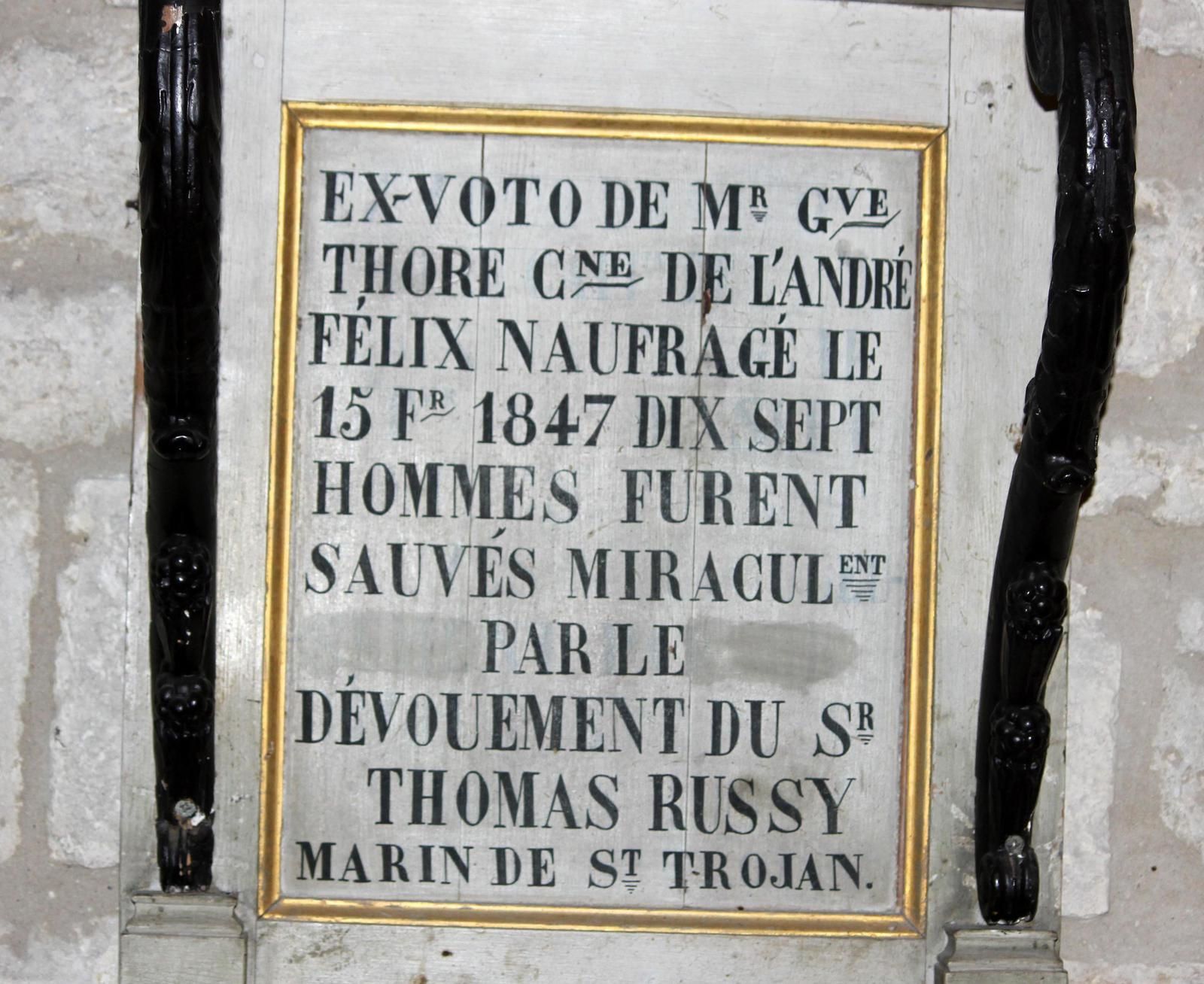 Inscription de l'ex-voto de l'André-Félix