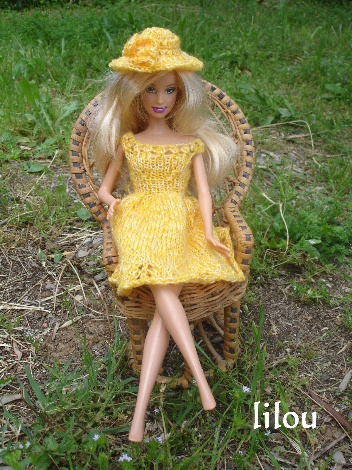 Robe soleil et chapeau Barbie DIY modele tuto gratuit - Fils de Lilou -  tricot, crochet, dentelle, couture, broderie, tuto modele gratuit