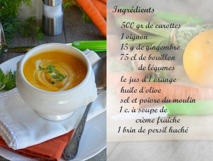 Velouté de carottes, gingembre et orange