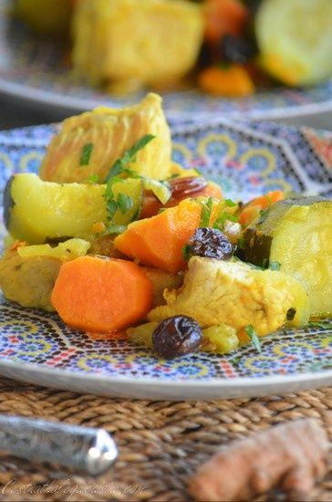 Tajine blanc de dinde, patate douce et courgette... curry et curcuma