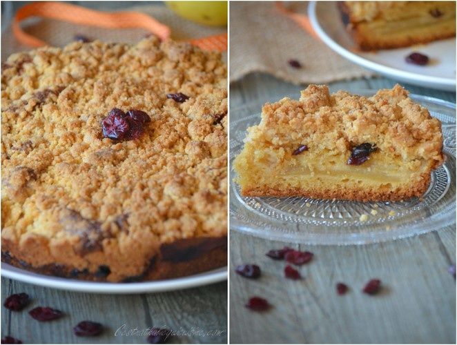 Gâteau pommes et cranberries façon crumble