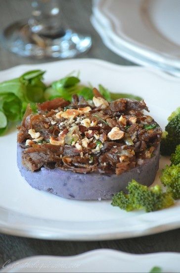 Parmentier de canard confit et pomme de terre vitelotte