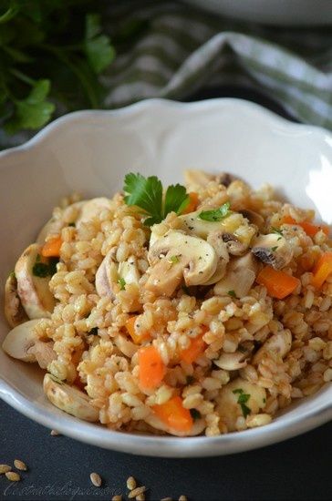Salade de petit épeautre bio aux champignons de Paris