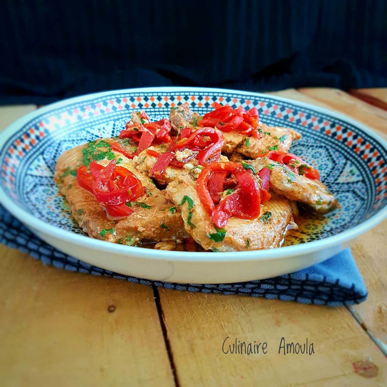 Tajine d'espadon au poivron rouge