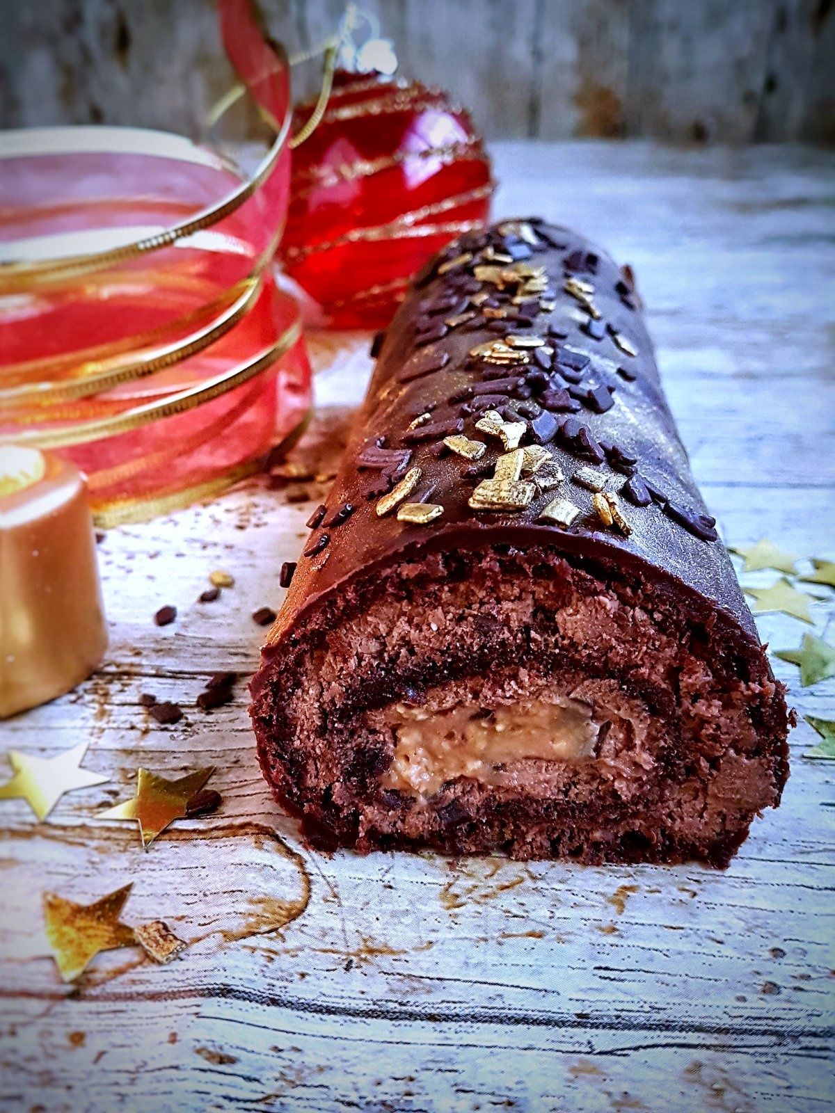 Bûche chocolat-caramel