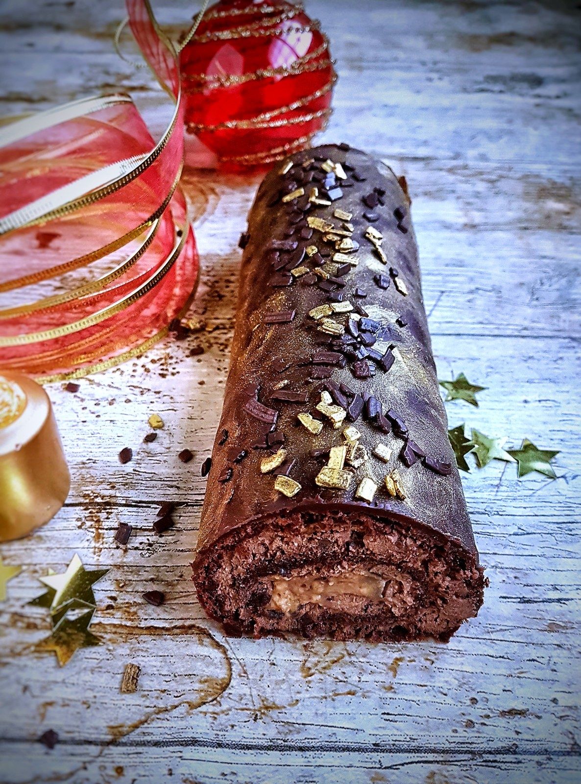 Bûche chocolat-caramel