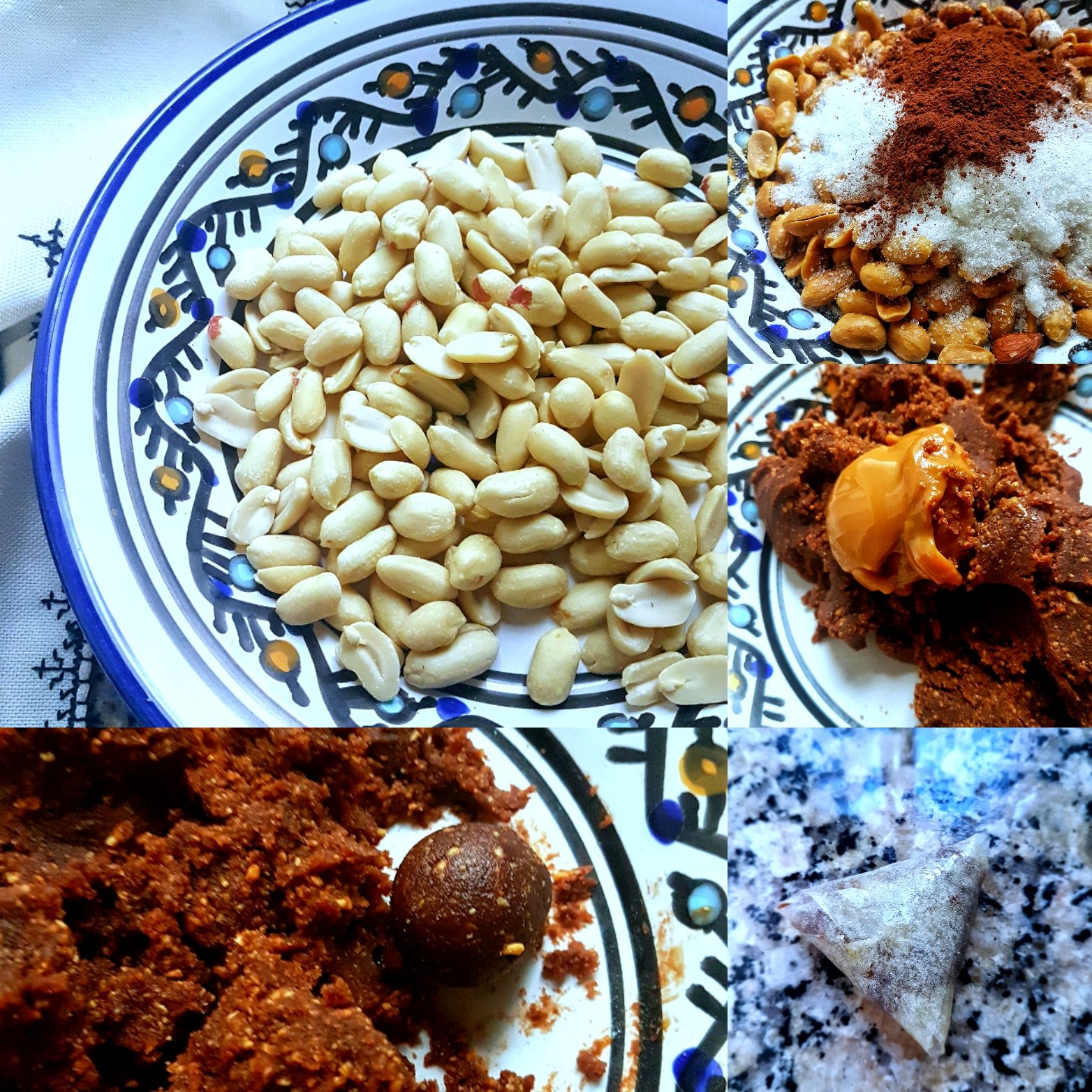Briouates aux cacahuètes, chocolat et caramel