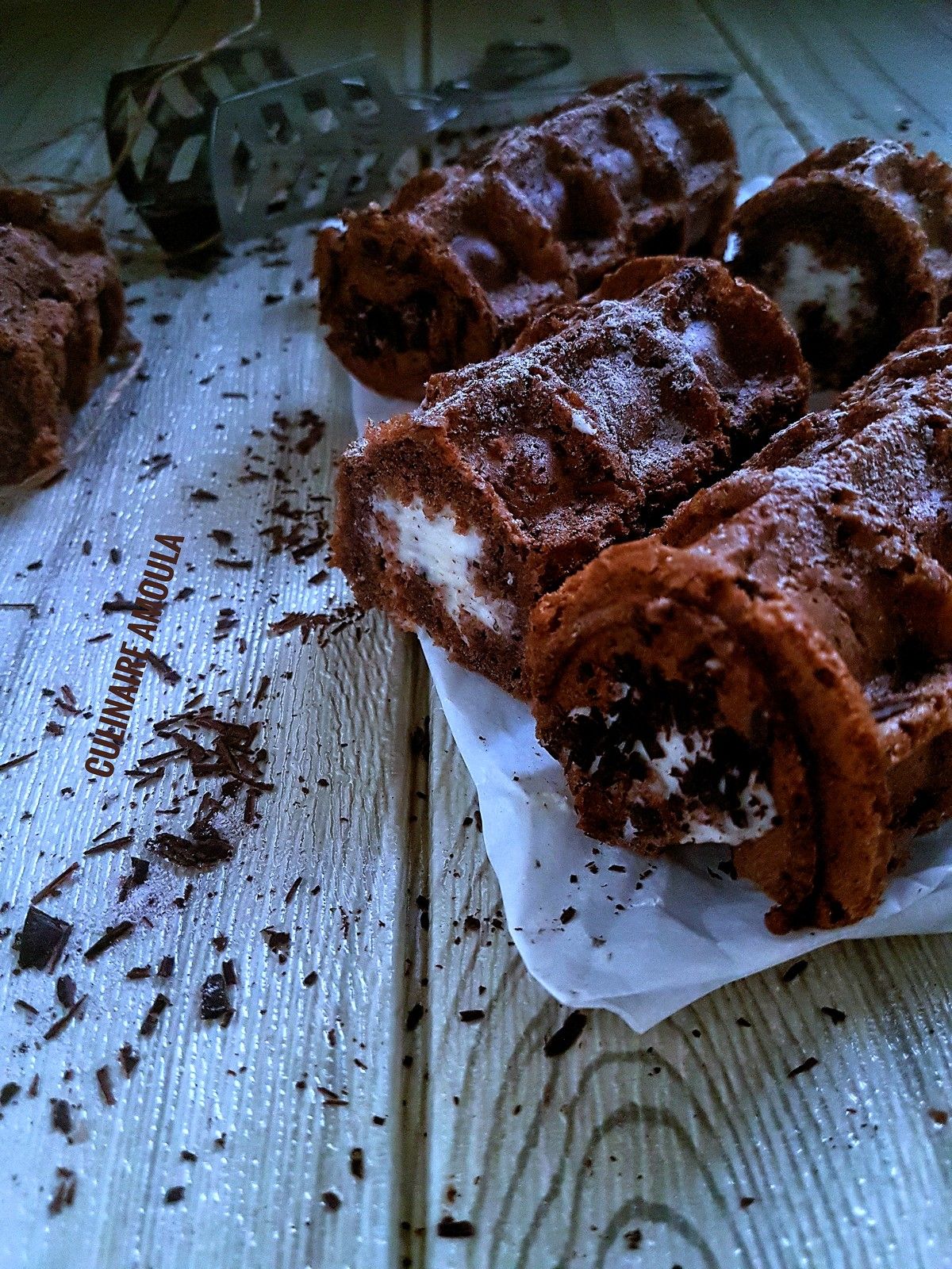 Gaufres roulées à la crème de mascarpone