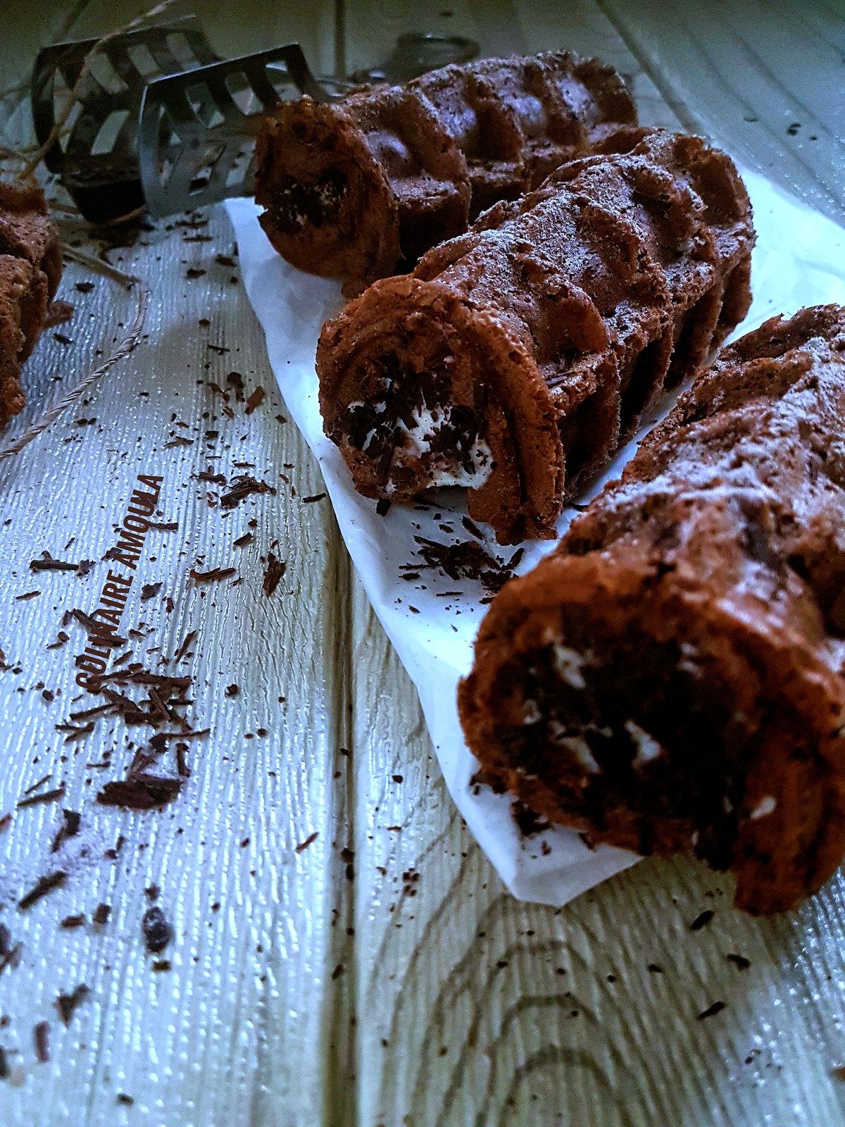 Gaufres roulées à la crème de mascarpone