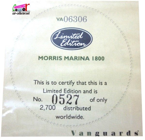 MORRIS MARINA 1800 SANDGLOW 1975 EDITION LIMITEE VANGUARDS 1/43