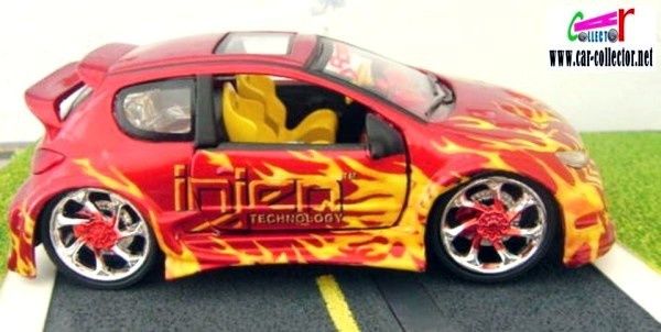 peugeot-206-tuning-burago-1-32-peinture-rouge-flammes-jaunes-red-body-yellow-flamed