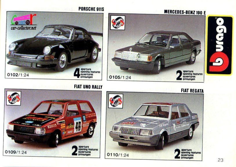 porsche-911s-mercedes-190e-fiat-uno-rally-fiat-regata-burago-1-24