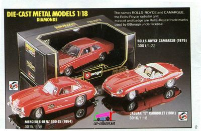 catalogue-burago-1990-rolls-royce-camargue-jaguar-e-mercedes-300-sl-catalogo-burago-1990-katalog-burago-1990-catalog-bburago-1990