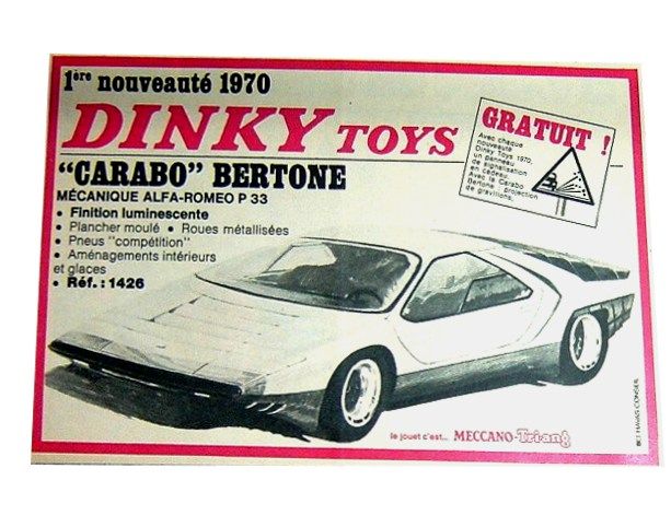 publicite-alfa-romeo-carabo-bertone-dinky-toys-nouveaute-1970
