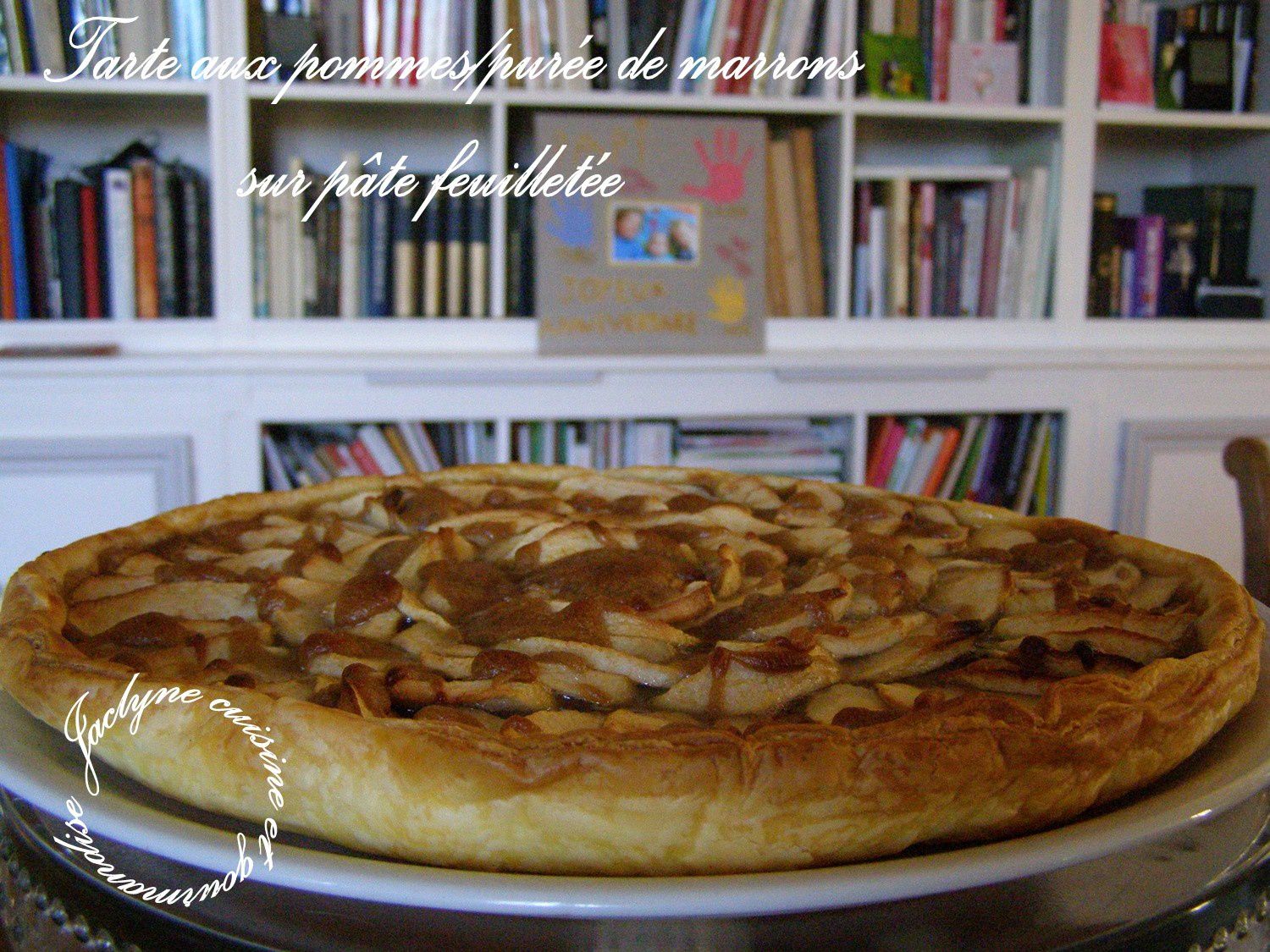 Tarte aux pommes sur pâte feuilletée, crème de marrons Jaclyne www.cuisineetgourmandise.fr