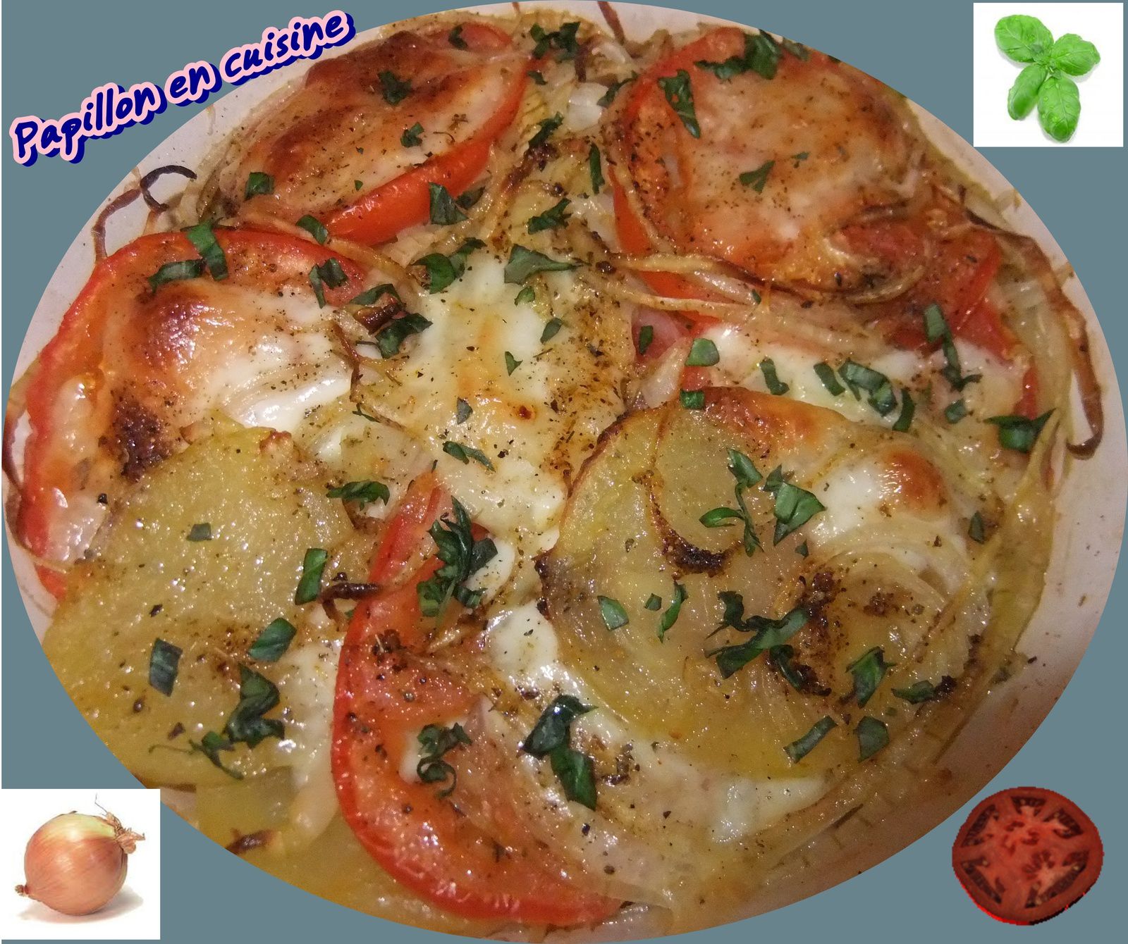 Gratin pommes de terre tomates oignons