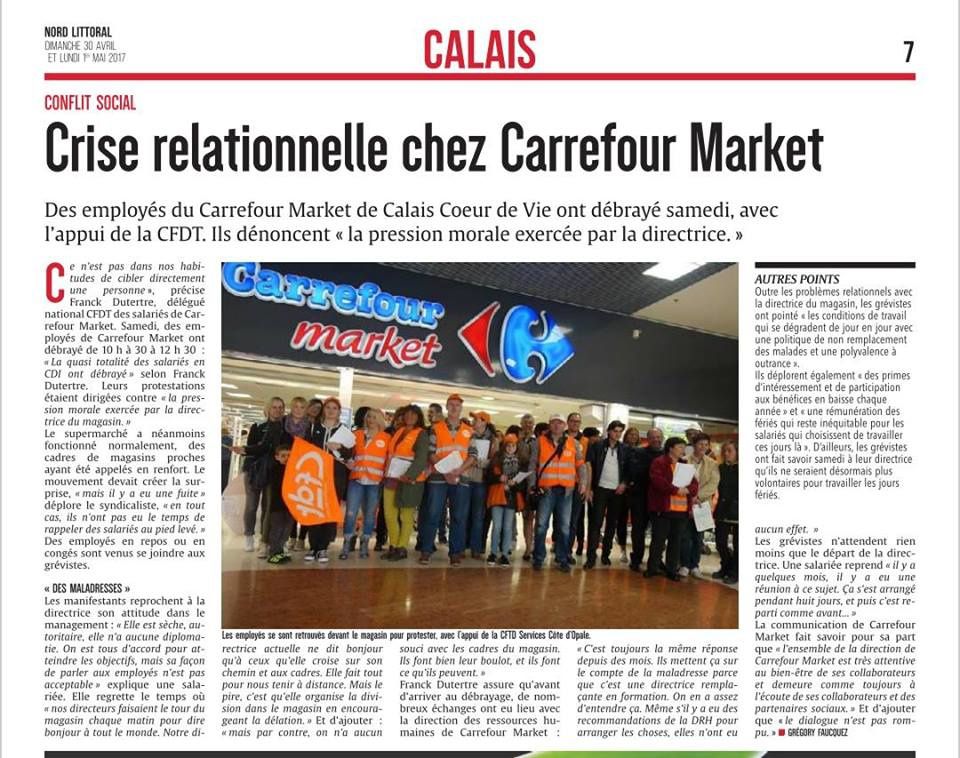 Les employés de Carrefour Market de Calais cœur de vie ont débrayé ce samedi matin