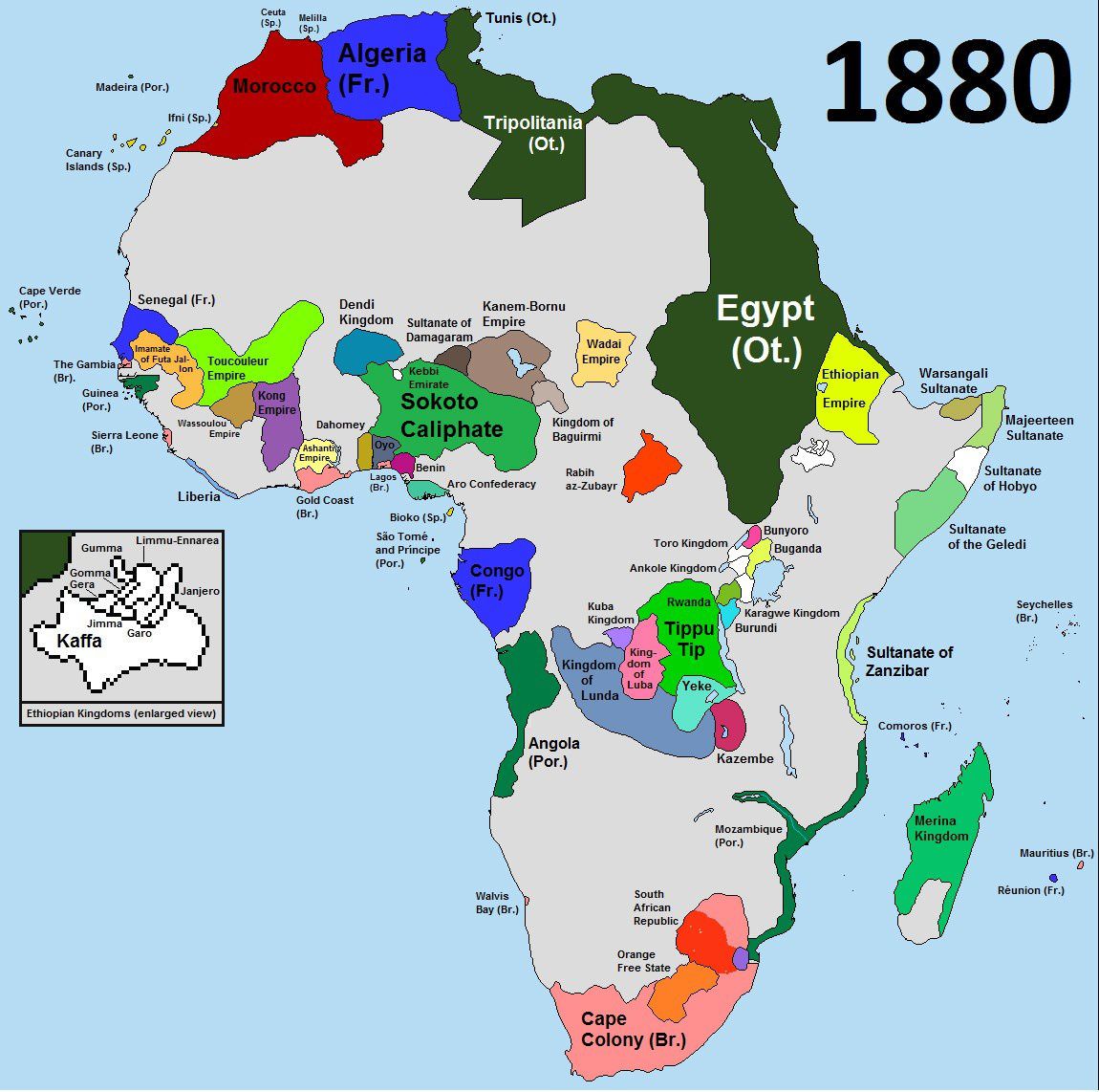 Carte de l'Afrique en 1880