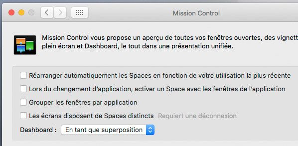 Supprimer les écrans de bureau sous mac