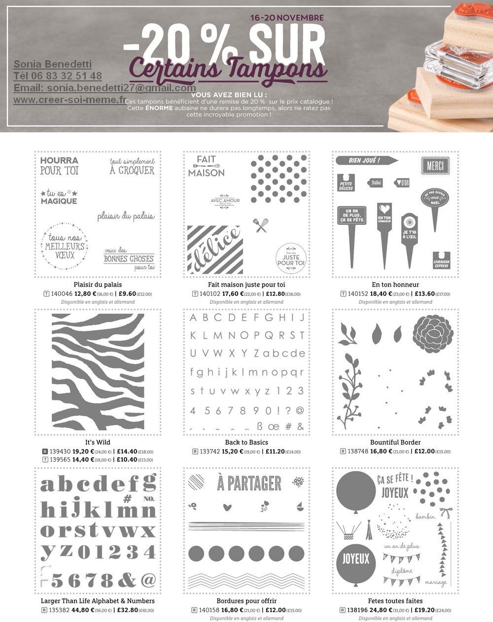 -20 % sur une sélection de tampons du 16 au 20 novembre