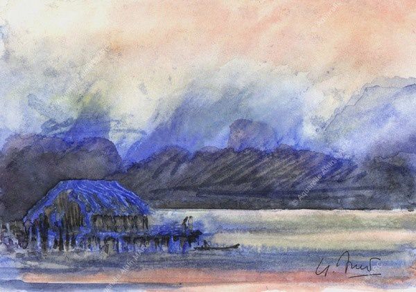 Du côté de Bora-Bora Croquis - aquarelle Alain MARC