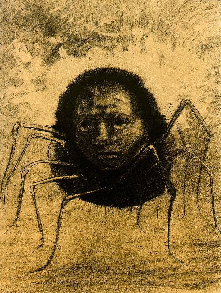 Odilon Redon, L'Araignée qui pleure, 1881, fusain, collection particulière, Pays-Bas.