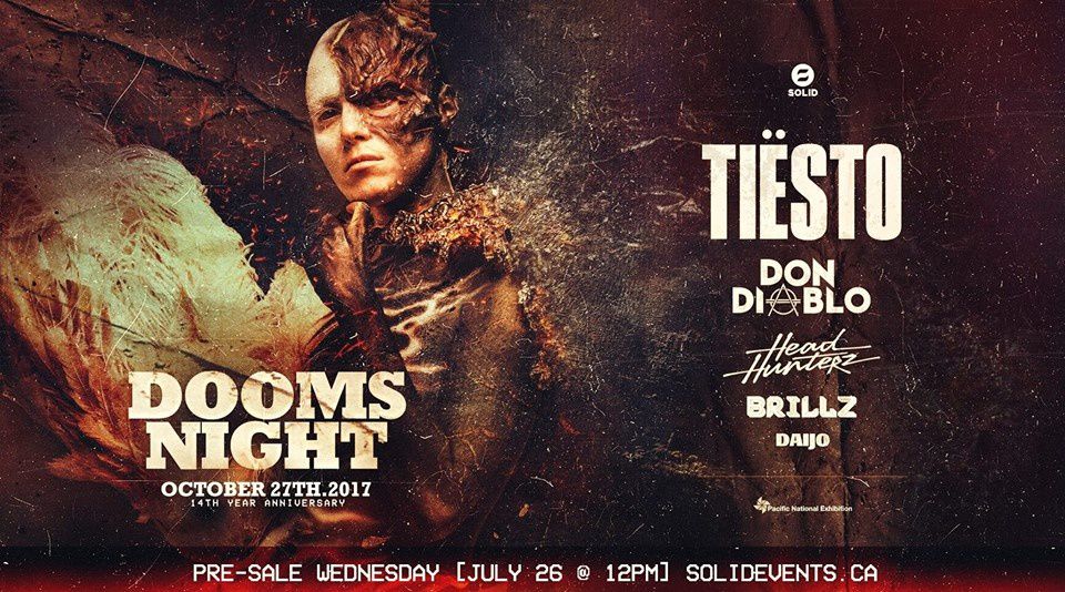Tiësto date | Dooms Night | Vancouver, Canada - October 27, 2017 | Halloween Party