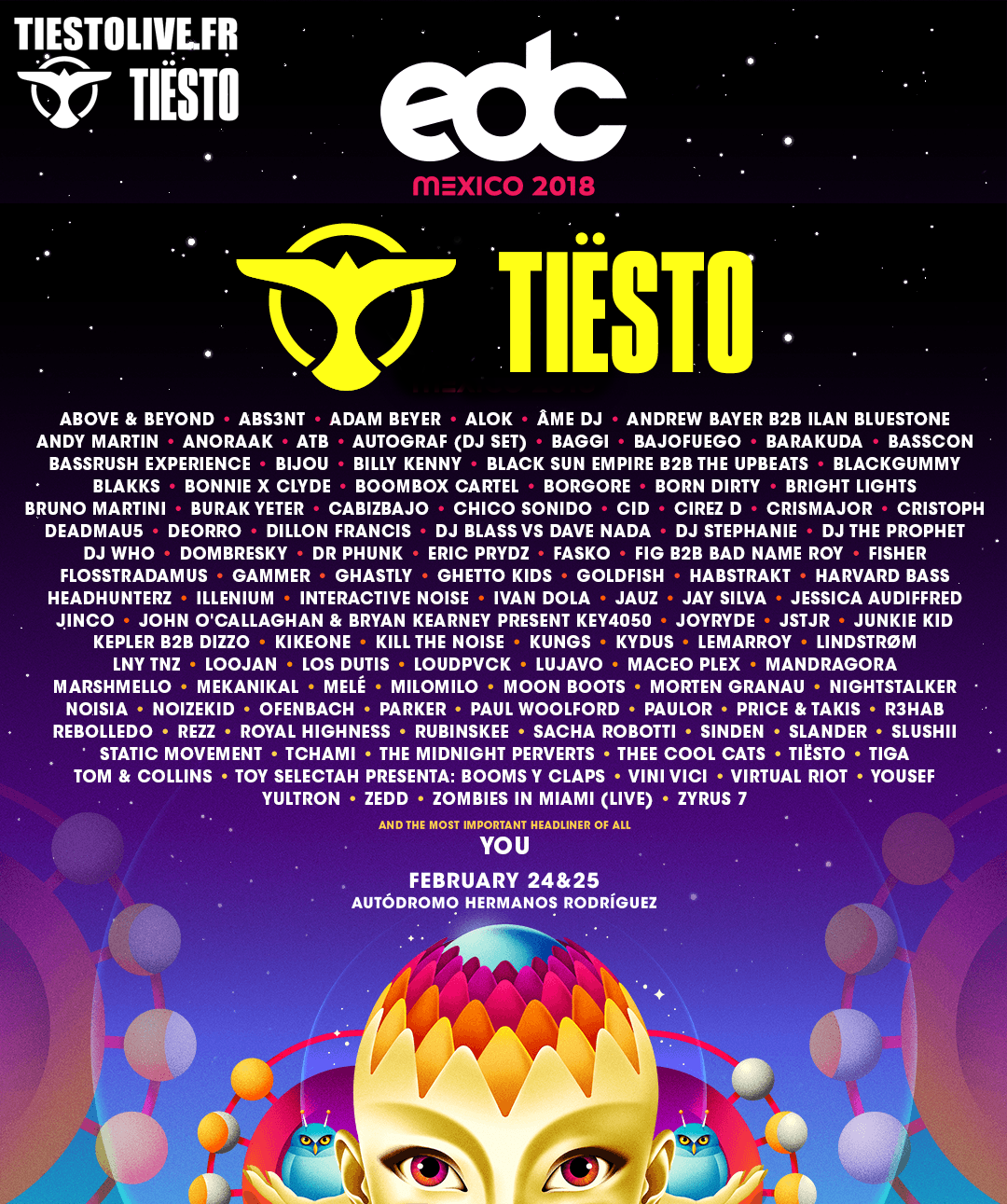 Tiësto date | Electric Daisy Carnival |  Iztacalco, Mexico - february 24, 2017