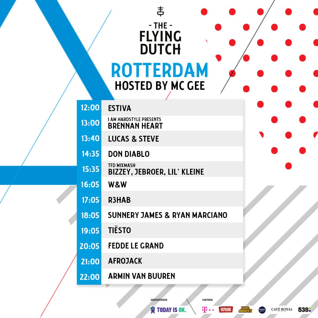 Tiësto date | The Flying Dutch | Rotterdam / Eindhoven / Amsterdam, Netherlands - june 02, 2018 | Set Times Rotterdam