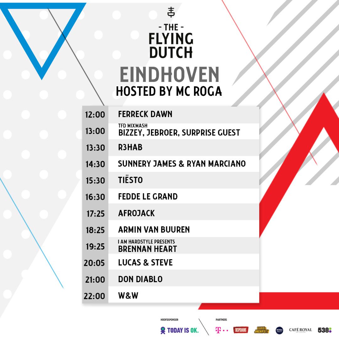 Tiësto date | The Flying Dutch | Rotterdam / Eindhoven / Amsterdam, Netherlands - june 02, 2018 | Set Times Eindhoven