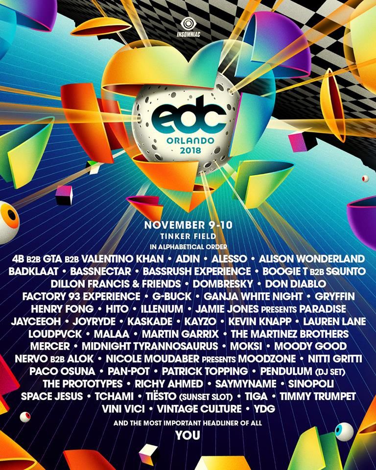 Tiësto date | Electric Daisy Carnival | Orlando, FL - november 10, 2018 | Sunset slot
