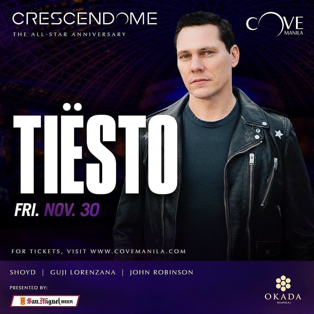 Tiësto date | Cove Manila | Parañaque, Philippines - november 30, 2018