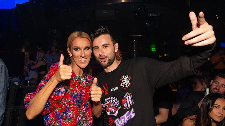 Celine Dion celebrates the end of her Las Vegas show with Tiësto at the Omnia