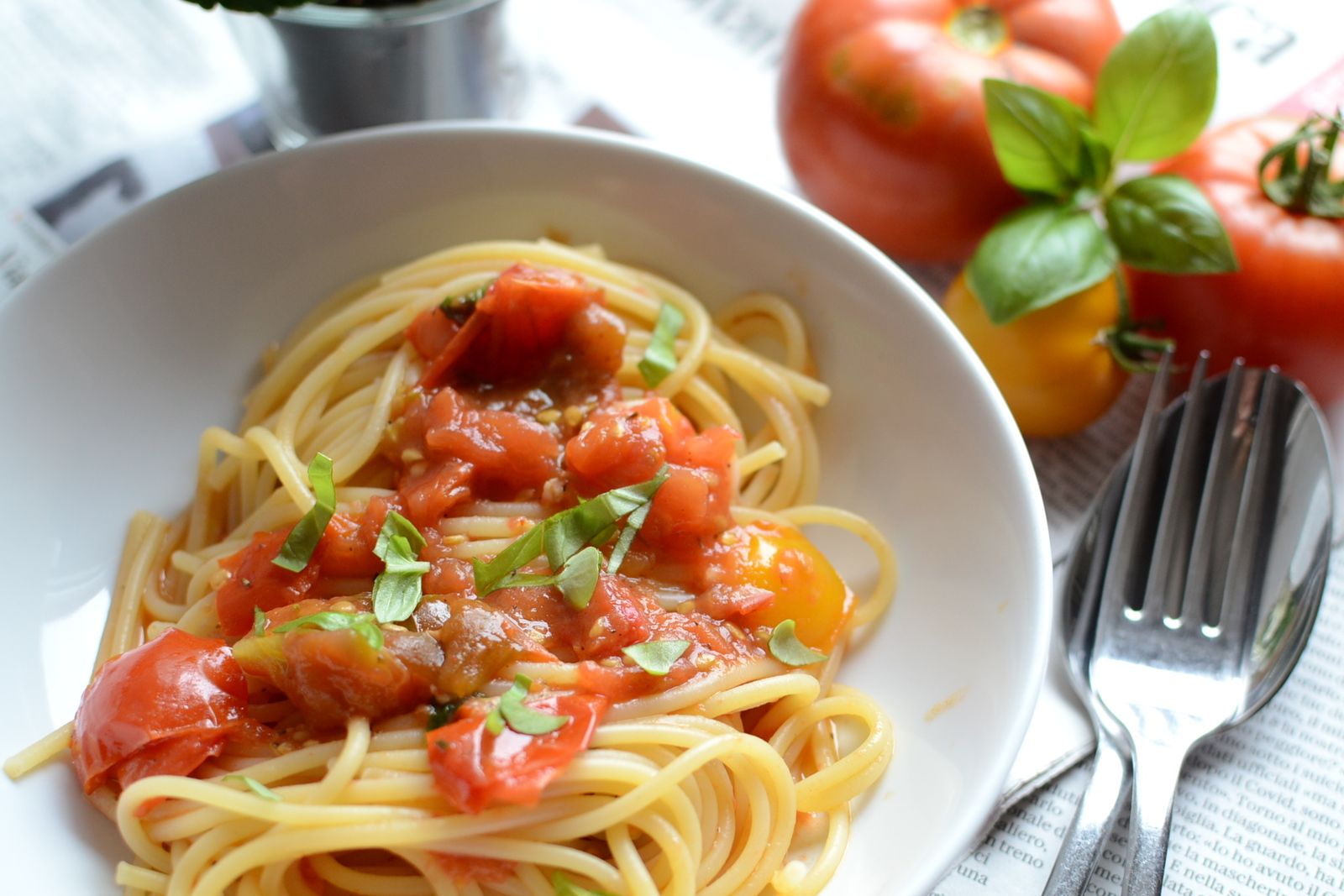 Pâtes tomates basilic Hum, ça sent bon