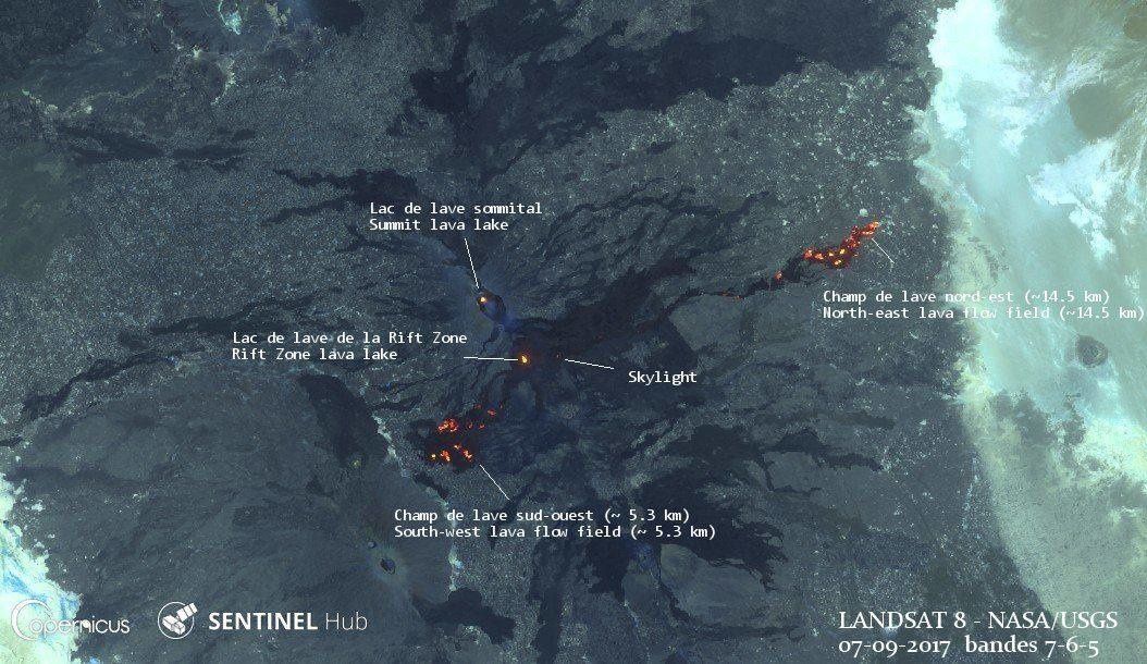  Erta Ale  - nouveau paysage volcanique au 07.09.2017 - image Landsat 8 bandes 7-6-5 / Nasa USGS , via Tanguy De St-Cyr