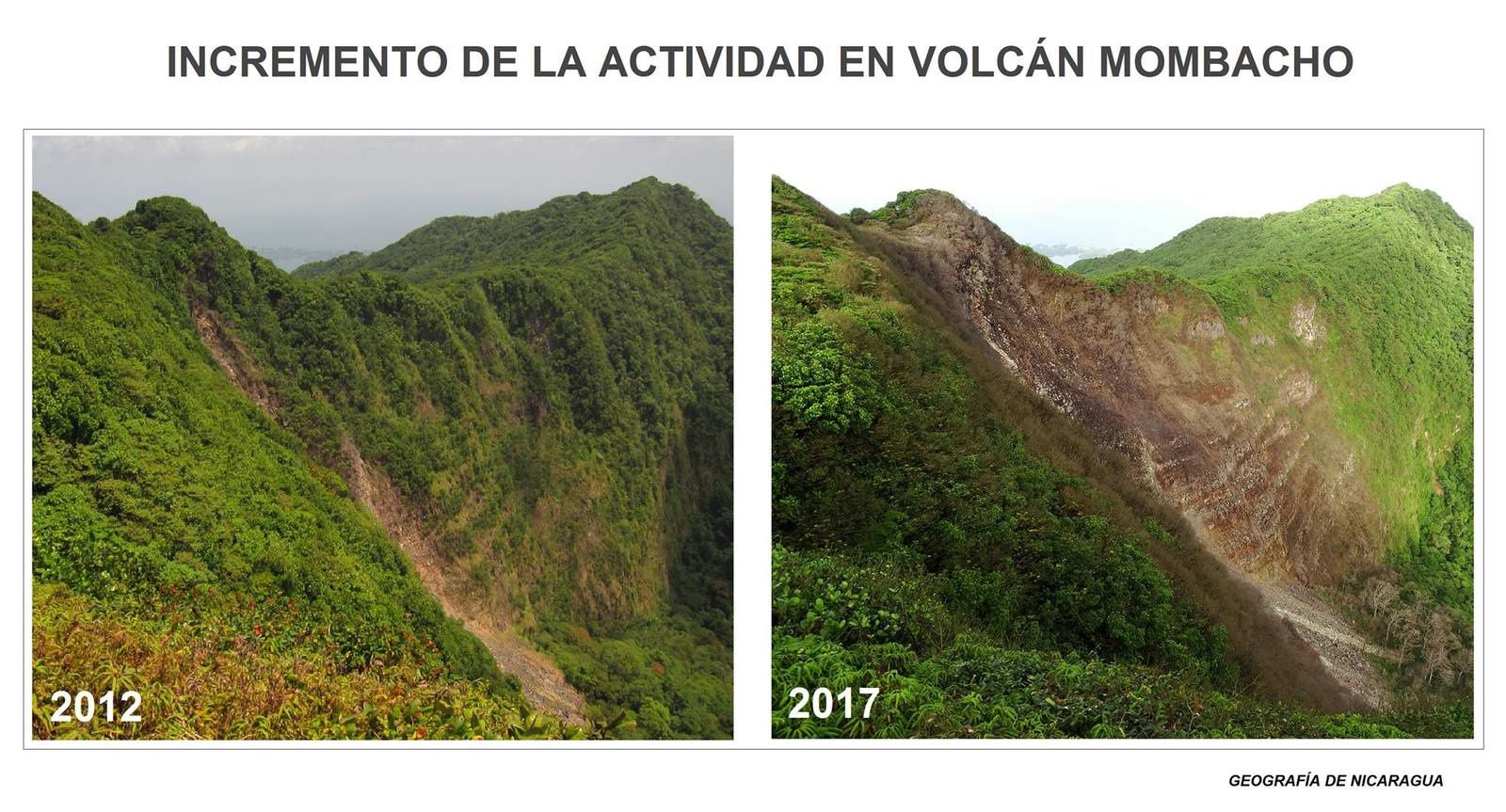  Mombacho - évolution de la végétation entre 2012 et 2017 - photos Geografia de Nicaragua