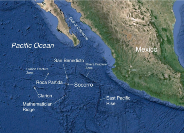 L'archipel Revillagigedo au large des côtes Mexicaines - carte Steve Carey / Nautilus Live