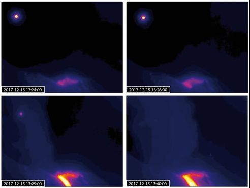 Stromboli - 15.12.2017 / 13h24 - 13h40 - Immagini della telecamera termica ROC - via LGS 