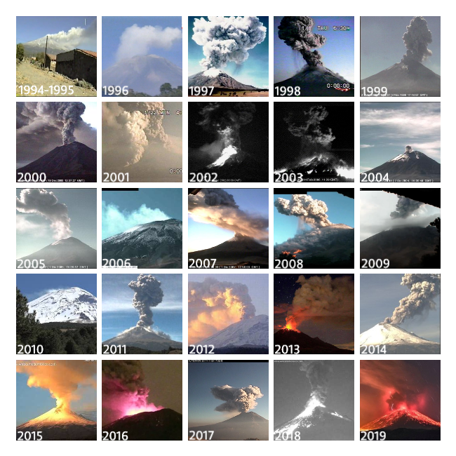 25 years of Popocatépetl activity in photos - doc. almaxx5017 / Twitter