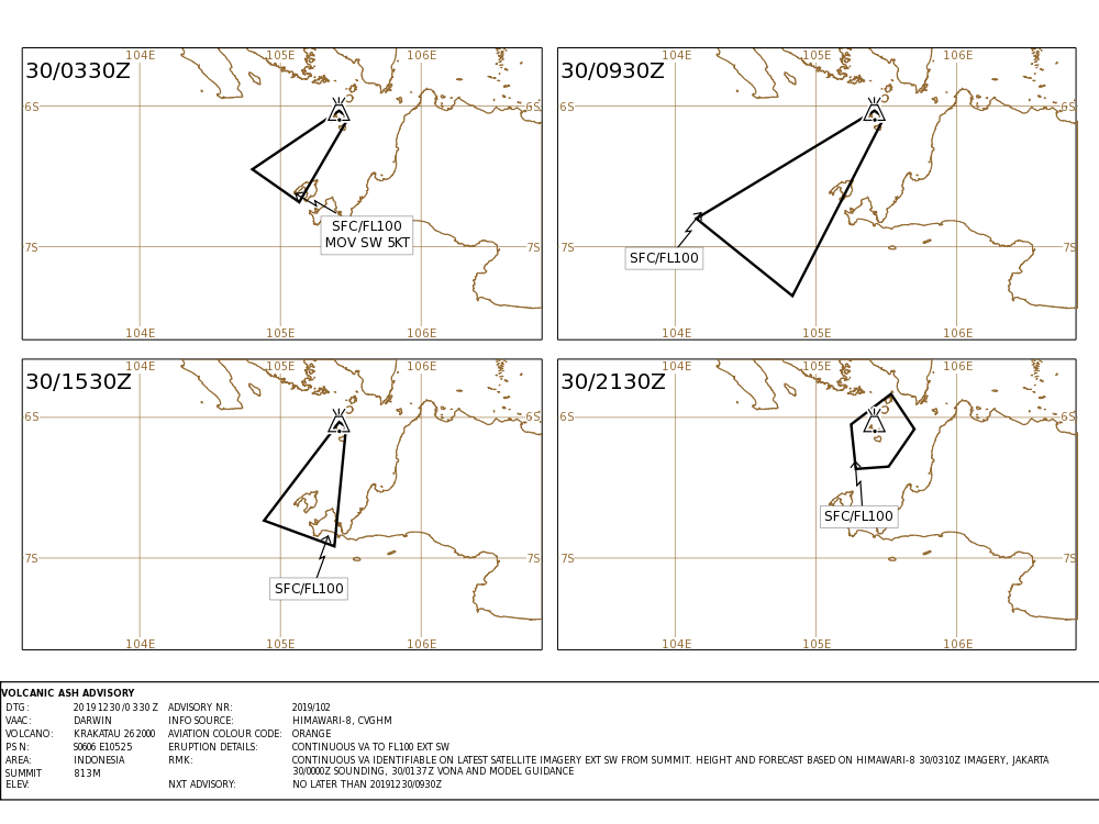 Anak Krakatau - - Volcanic ash advisory 30.12.2019 - Doc. VAAC Darwin  IDY65280