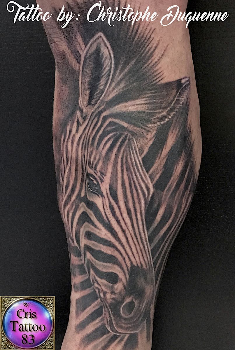 tatouage zebre mollet