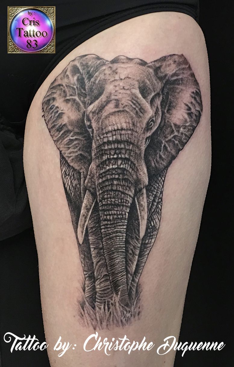 tatouage éléphant cuisse