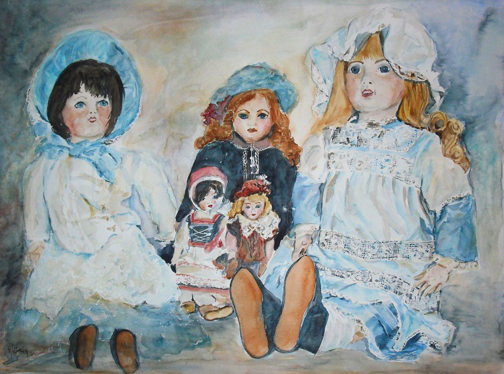 collection poupées anciennes_Martine_aquarelle