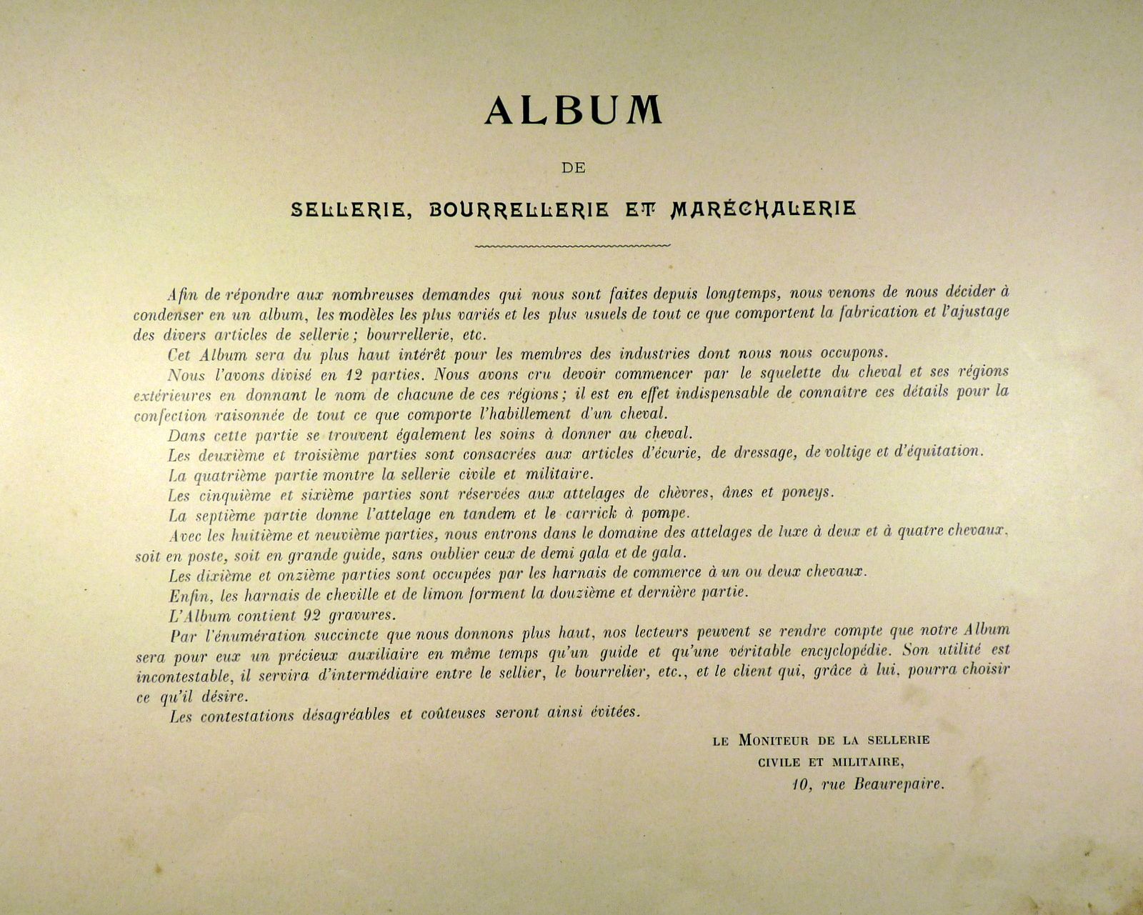 Album de la sellerie française 1900.