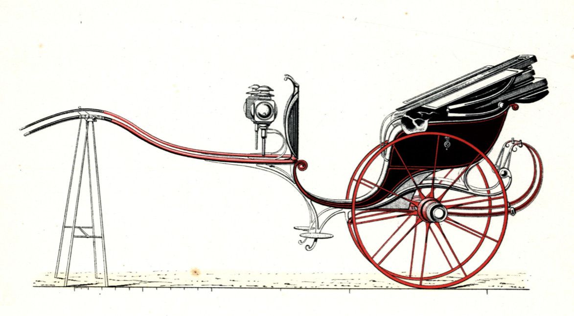 Dessin de voiture, publié par Lagard dans la revue de "La carosserie française" sous la dénomination de cab-cart.