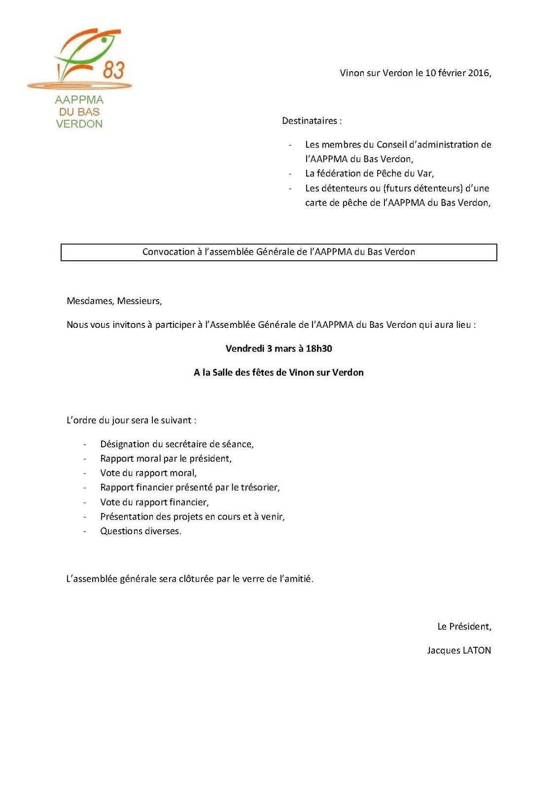 Convocation A L Assemblee Generale Ordinaire De La L Aappma