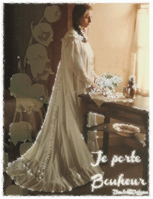 muguet porte bonheur avec femme en déshabillé vintage - gif scintillant