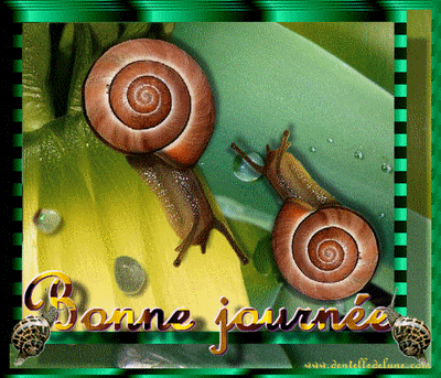 gif animé bonne journée avec  escargots